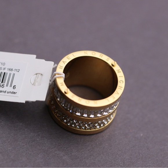 Michael Kors Pave Barrel Gold Ring - Picture 7 of 7